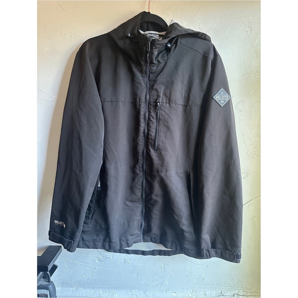 Hollister Black All Weather Hooded Jacket Gorpcore Y2K Outdoor Windbreaker L